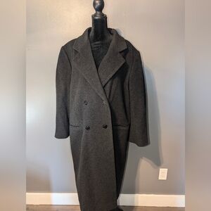 John Weitz Vintage 80s Cashmere Wool Blend Suit Coat Sz 14P Ankle Length Trench